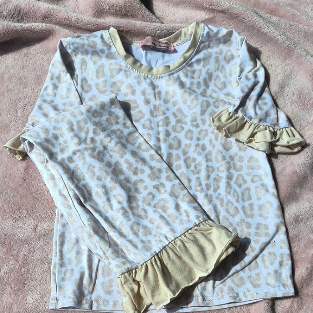 Leopard Print Pajama Set with Ruffle Trim